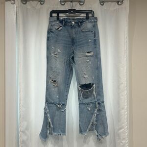 Zara Flare TRF Denim Jeans Ripped